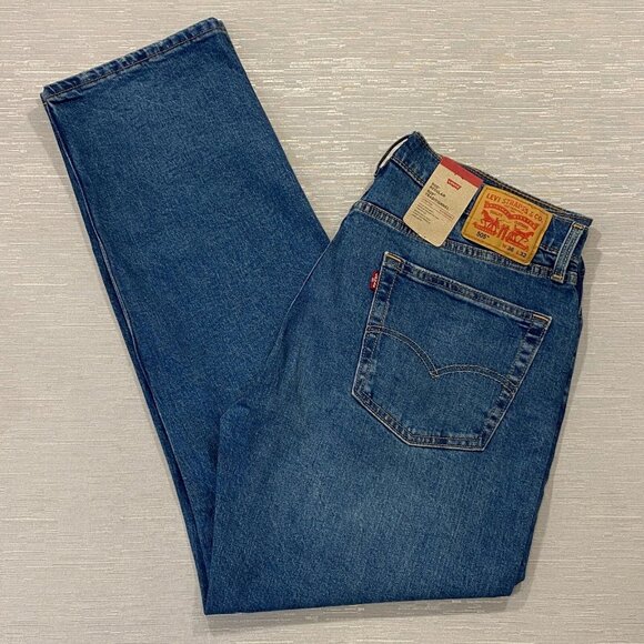 Levis 505 Jeans Mens 36 x 32 Straight Leg Regular Fit Medium Wash Denim - Picture 1 of 13